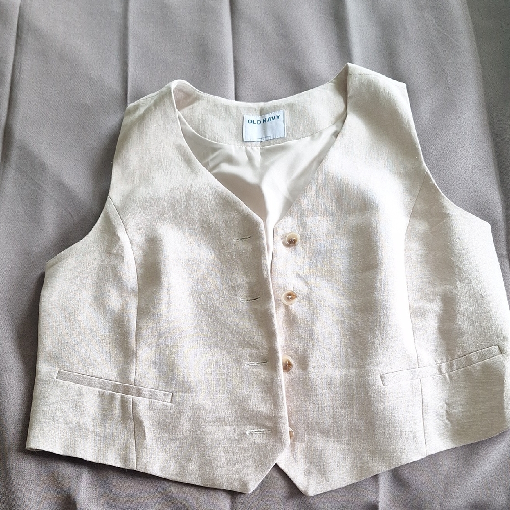 Old Navy Beige Buttoned Vest